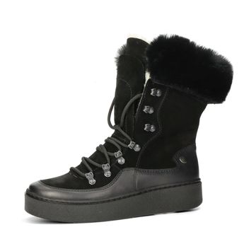 ETIMEĒ damen Velourleder Stiefel - schwarz