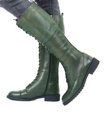 Robel damen Stiefel mit Reißverschluss aus Leder - grün