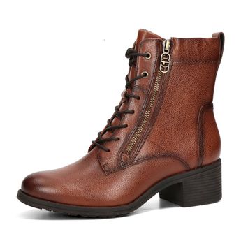 Tamaris damen Glattleder Stiefeletten - cognac braun